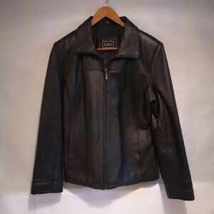 EMC Ladies Lightly Lined Black Full Zip Leather Jacket